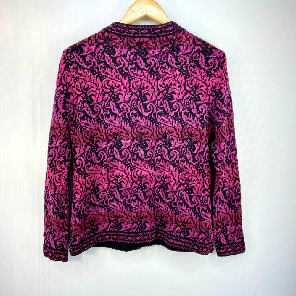 Nomadic Traders‎ Black Pink Ombre Knit Cardigan Sweater Womens Small - Picture 6 of 8